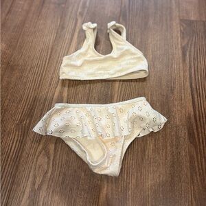 Cream Two-Piece Swimsuit with Ruffle Detail HM